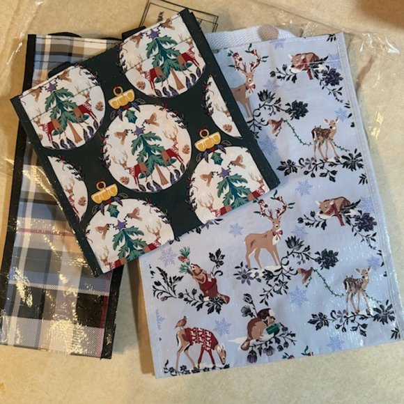 Vera Bradley MERRY MISCHIEF SNOW DAY 3 pc Reusable Market Tote Bags NWT - Picture 7 of 7